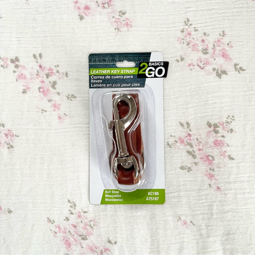 Hy-Ko 2GO Basics KC186 Brown Genuine Leather Key Chain Lanyard Belt Strap, NWT